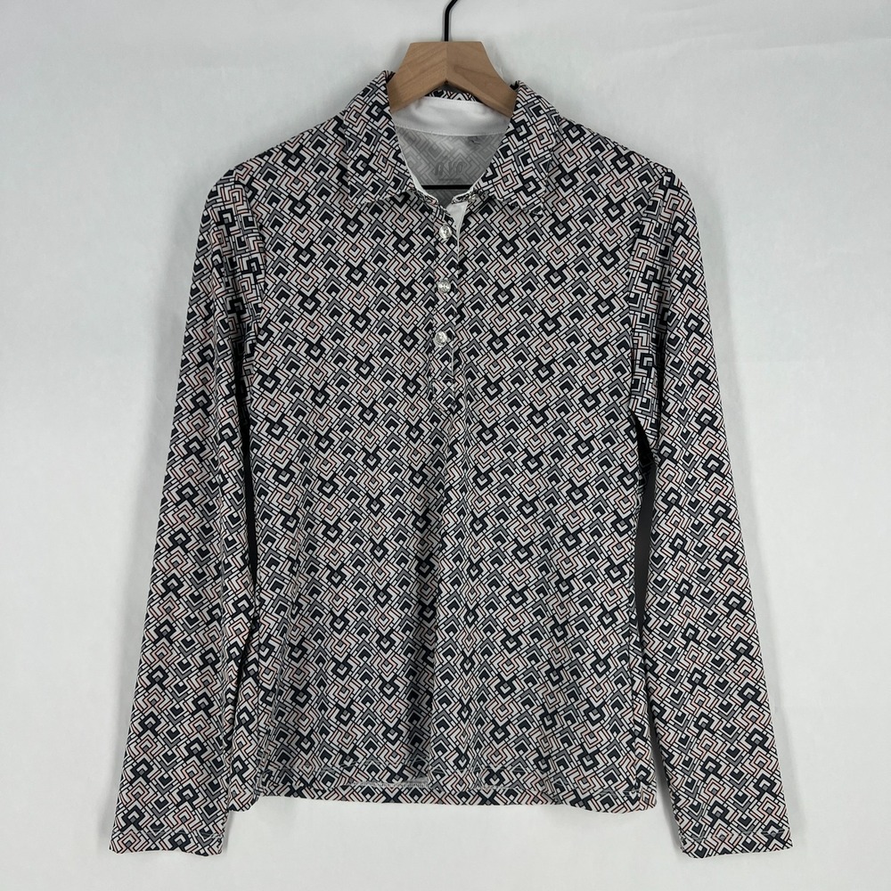 Nvo Sport Lucia Golf Shirt Women Small Multicolor Geometric Logo Collared Tennis
